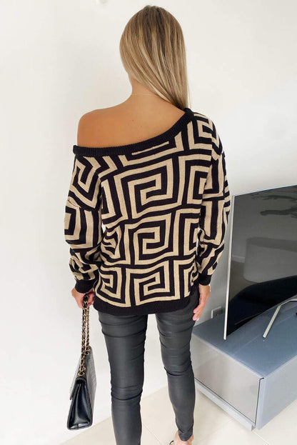 Women's Stone Off-The-Shoulder Knit Sweater - Stylish and Comfortable Pullover