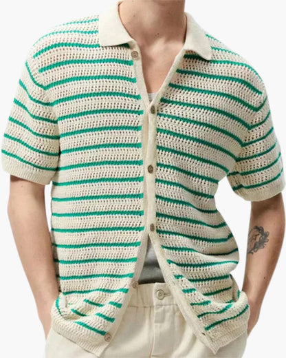 Men's Knitted Button-Up Shirt - Casual Ibiza Style