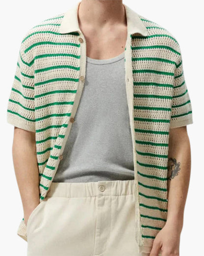 Men's Knitted Button-Up Shirt - Casual Ibiza Style