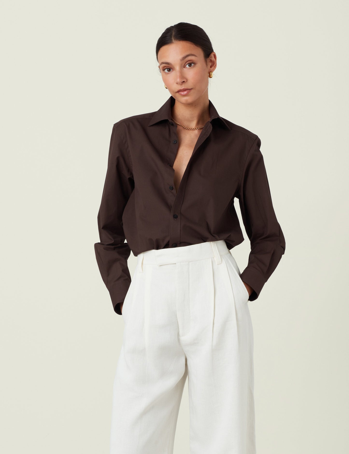 Men's Chocolate Brown Fine Poplin Shirt - Stylish Casual Wear