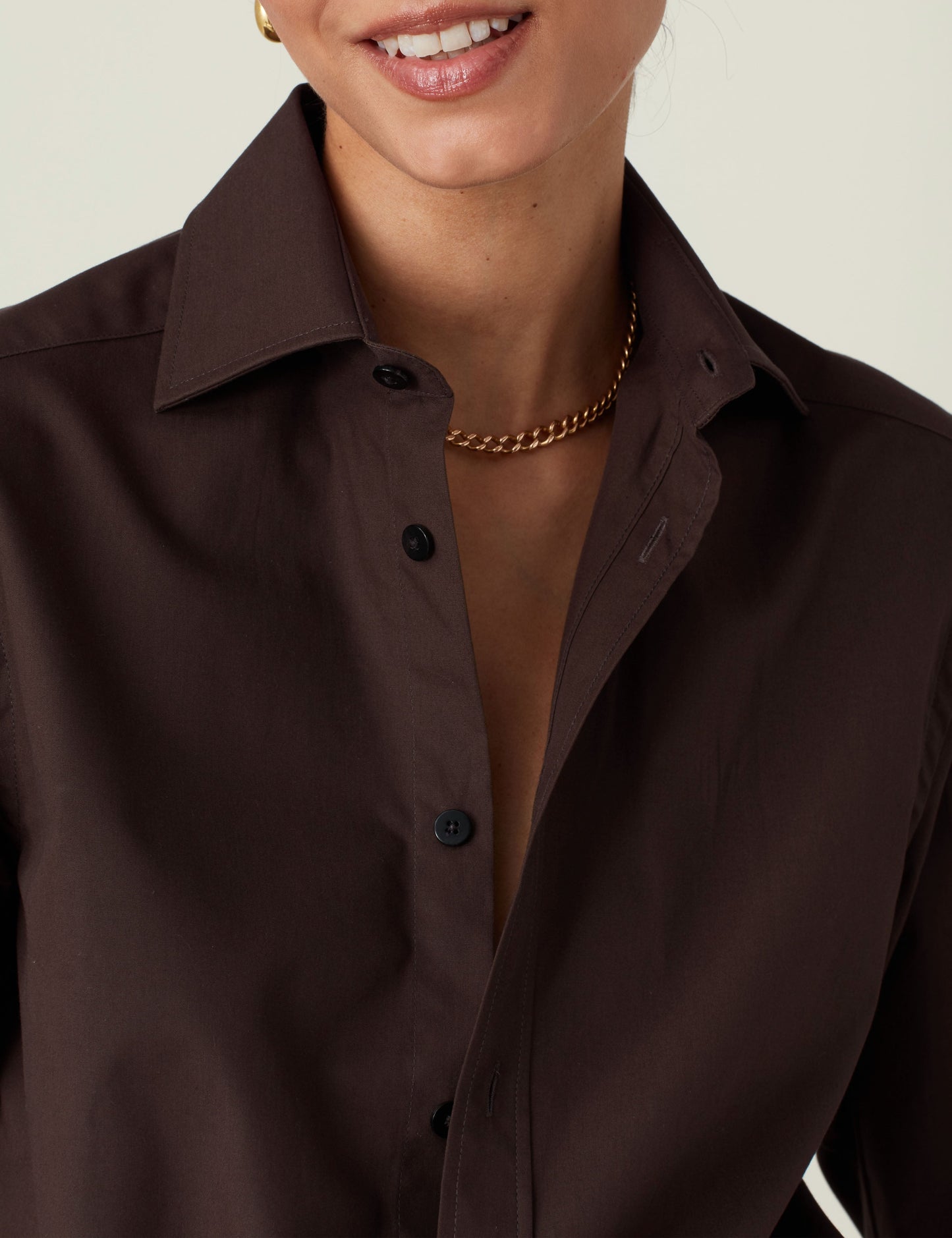 Men's Chocolate Brown Fine Poplin Shirt - Stylish Casual Wear