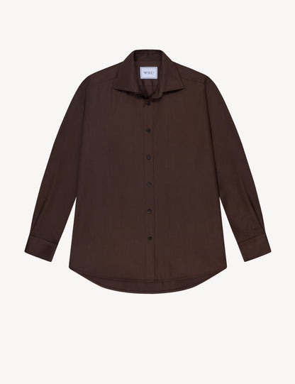 Men's Chocolate Brown Fine Poplin Shirt - Stylish Casual Wear