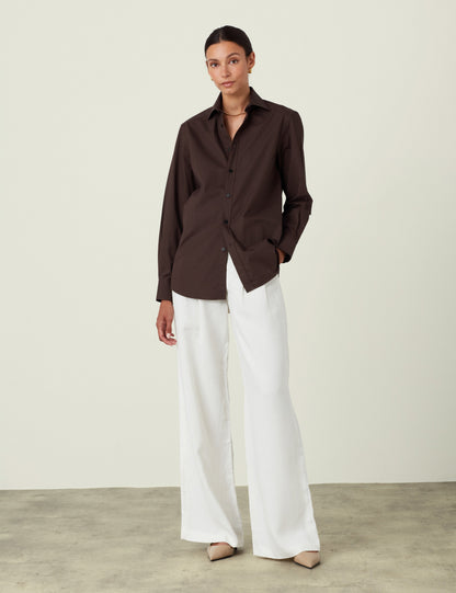 Men's Chocolate Brown Fine Poplin Shirt - Stylish Casual Wear