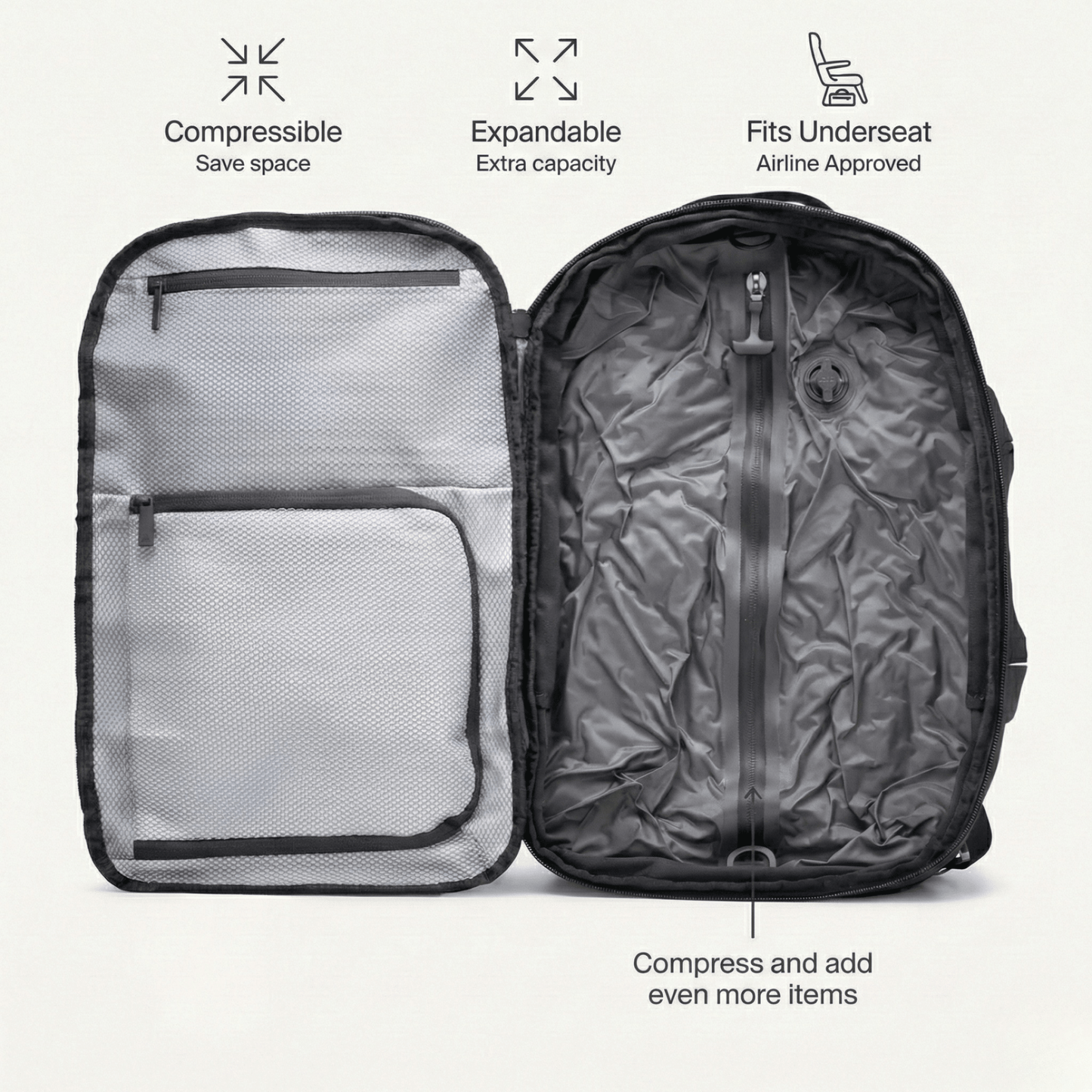 60L Vacuum Compression Backpack for Travel and Outdoor Adventures