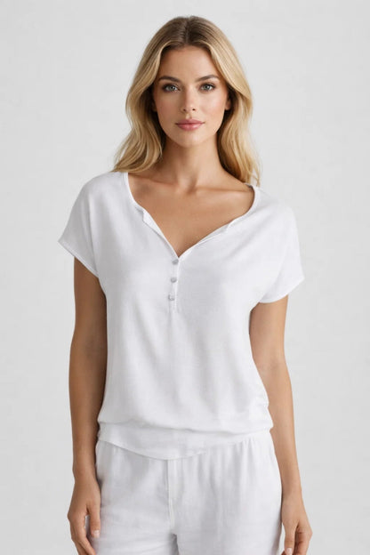 Ladies' Blouse - Short Sleeves with V-neck | Elegant