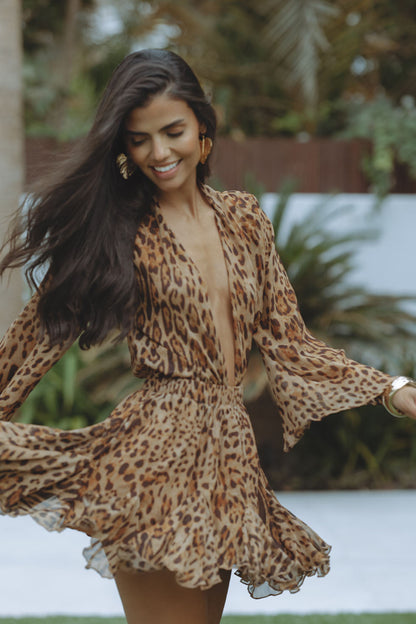 Gema | Mini Dress with Leopard Print