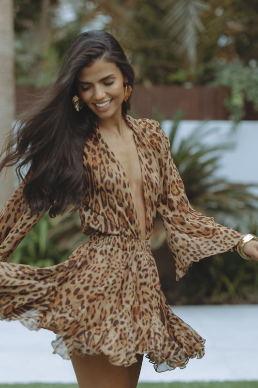 Gema | Mini Dress with Leopard Print