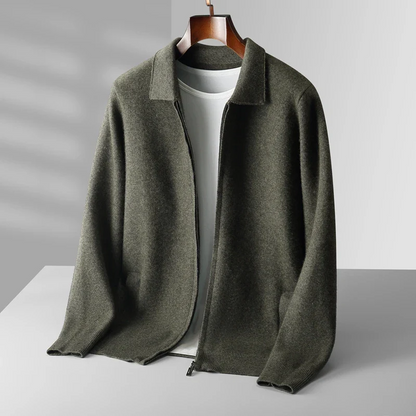 Men's Fashionable Full Zip Cardigan Sweater with Shirt Collar - Ideal for Casual Wear