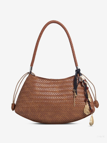 Chic Woven Hobo Shoulder Bag for Women - Bohemian Style Handbag