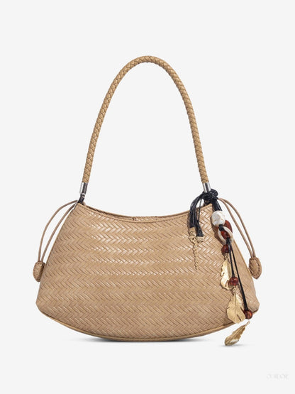 Chic Woven Hobo Shoulder Bag for Women - Bohemian Style Handbag