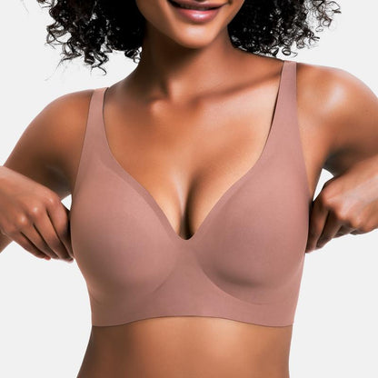 Seamless Deep V Push-Up Bra - Wireless Comfort and Support