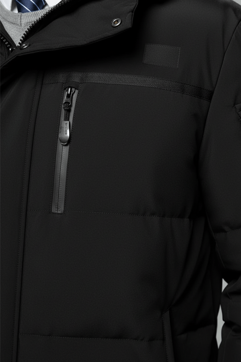 Men's Waterproof Insulated Long Coat with Hood for Cold Weather