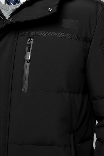 Men's Waterproof Insulated Long Coat with Hood for Cold Weather