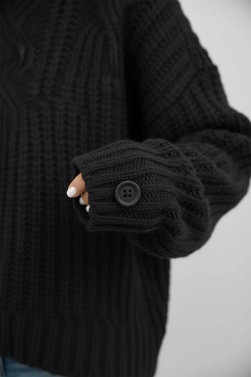 Warm Women's High Neck Cable Knit Sweater for Autumn and Winter Fashion