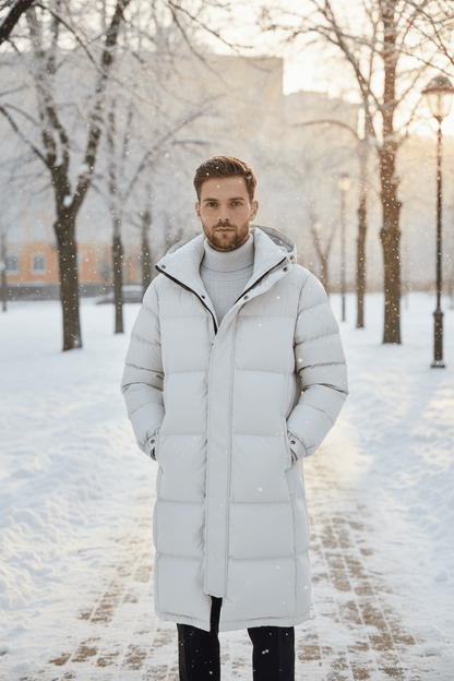 Men's Warm Insulated Hooded Trench Coat for Cold Weather