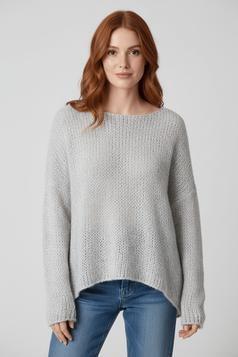 Off-Shoulder Oversized Knit Sweater for Women - Cozy and Stylish Pullover