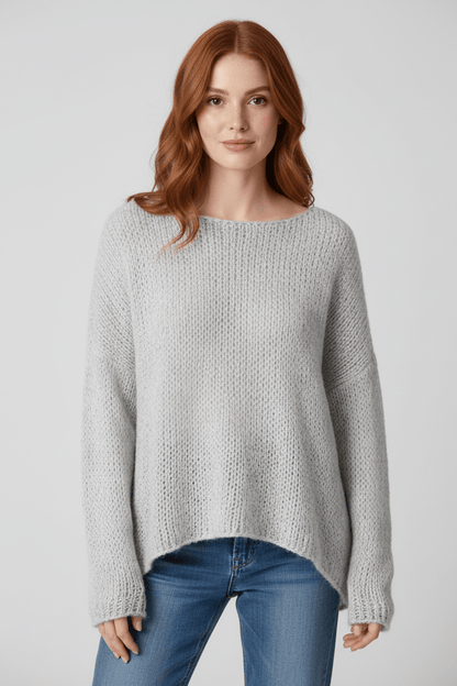 Off-Shoulder Oversized Knit Sweater for Women - Cozy and Stylish Pullover