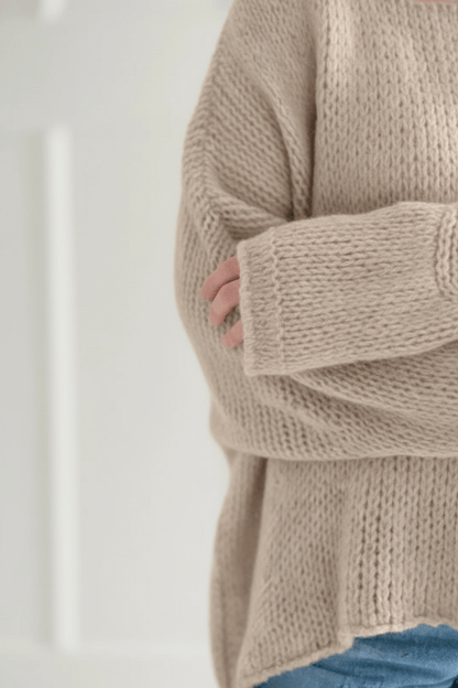 Off-Shoulder Oversized Knit Sweater for Women - Cozy and Stylish Pullover