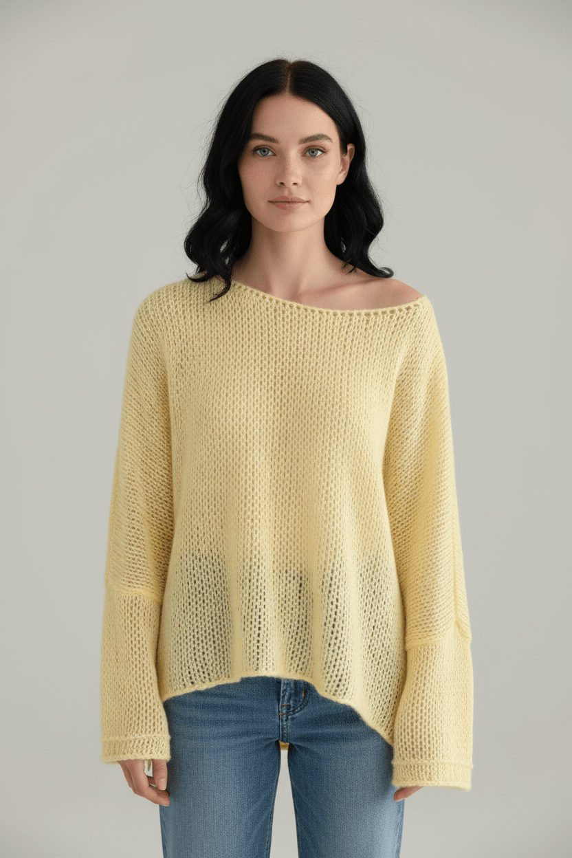 Off-Shoulder Oversized Knit Sweater for Women - Cozy and Stylish Pullover
