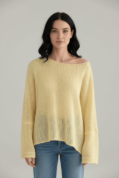Off-Shoulder Oversized Knit Sweater for Women - Cozy and Stylish Pullover