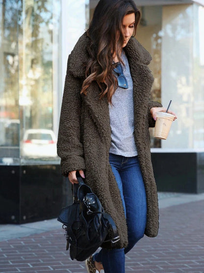 Cozy Women's Oversized Winter Teddy Coat with Stylish Lapel Collar
