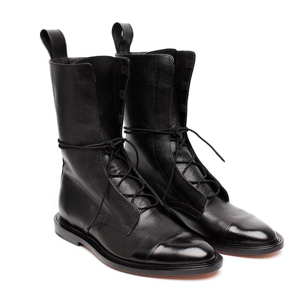 Women's Lace-Up Black Ankle Biker Boots - Stylish Combat Design Footwear