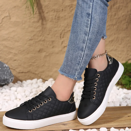 Quilted Pattern Women's Platform Trainers - Stylish and Comfortable Footwear
