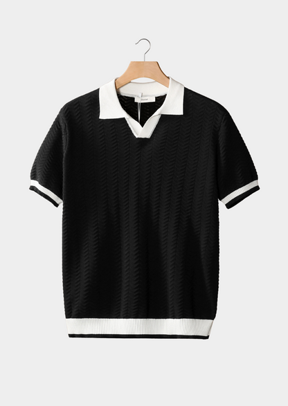 Men's Contrast Textured Polo Shirt - Stylish Casual Wear