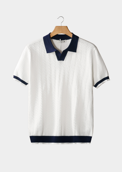 Men's Contrast Textured Polo Shirt - Stylish Casual Wear