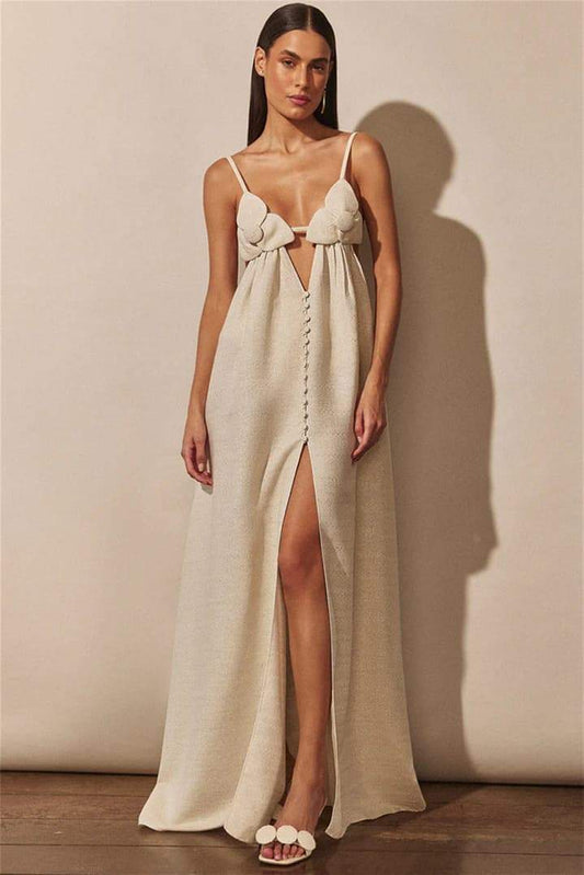 Karie | Maxi Dress with Floral Detail & Split