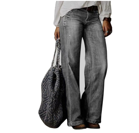 Ladies Vintage Style High-Waisted Baggy Jeans