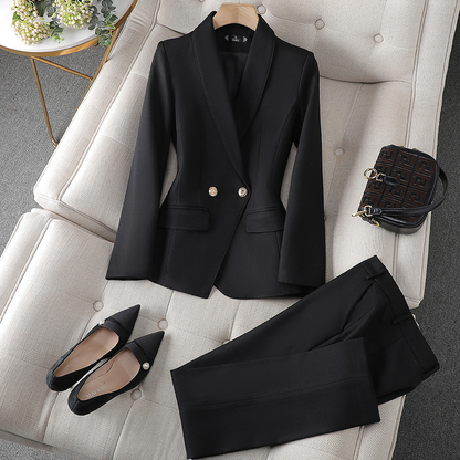 Ladies Double-breasted Blazer with Tailored Fit