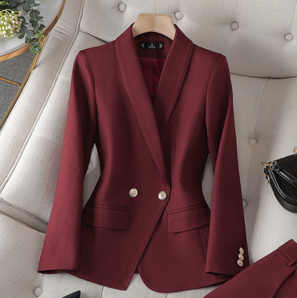 Ladies Double-breasted Blazer with Tailored Fit