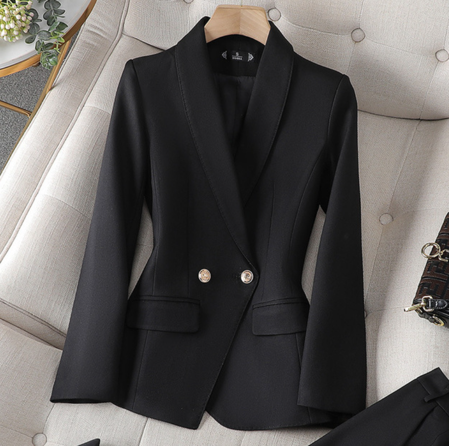 Ladies Double-breasted Blazer with Tailored Fit