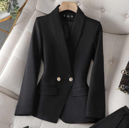 Ladies Double-breasted Blazer with Tailored Fit