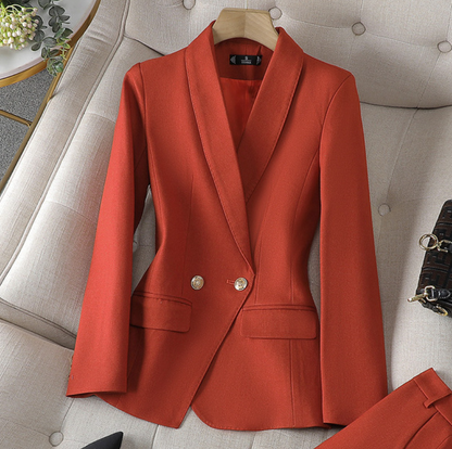 Ladies Double-breasted Blazer with Tailored Fit