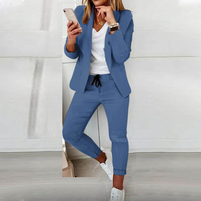 Ladies Blazer Set with Matching Trousers and Drawstring