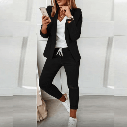 Ladies Blazer Set with Matching Trousers and Drawstring