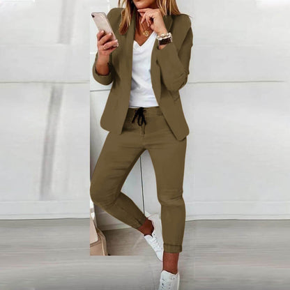 Ladies Blazer Set with Matching Trousers and Drawstring
