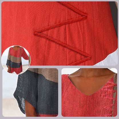 Ladies Blouse Long Sleeve with V-Neck and Asymmetrical Hem