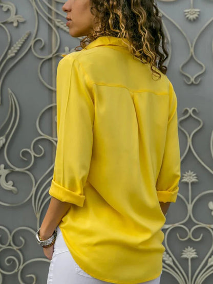 Ladies Blouse with Button Closure and Collar in Relaxed Fit