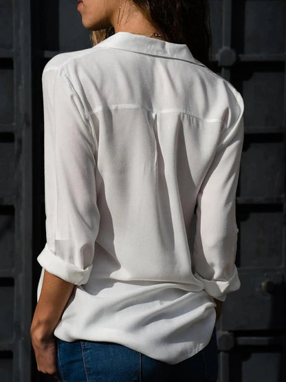 Ladies Blouse with Button Closure and Collar in Relaxed Fit
