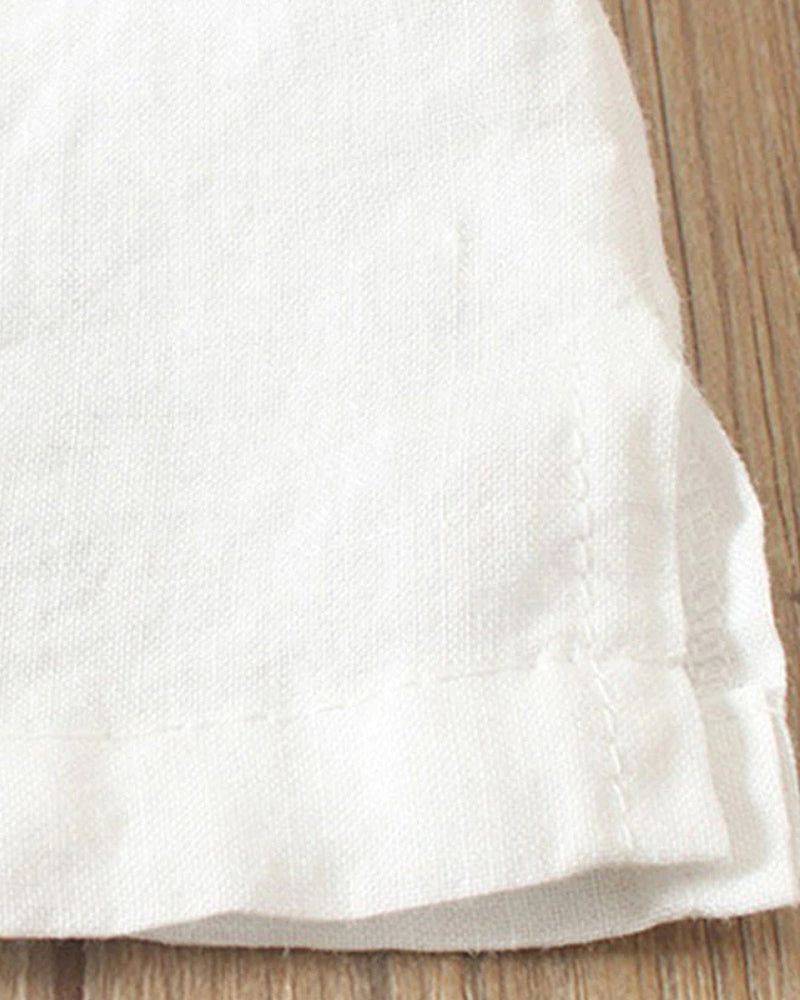 Women's Blouse with Short Sleeves and Button Closure, Round Neck