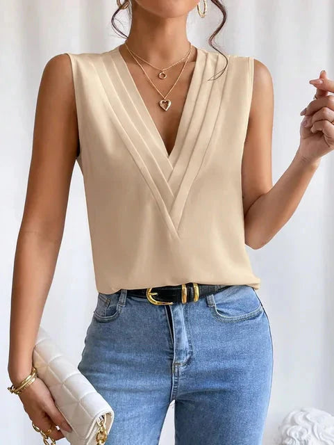 Ladies' Sleeveless Blouse with V-neck