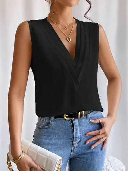 Ladies' Sleeveless Blouse with V-neck