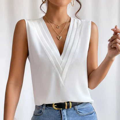 Ladies' Sleeveless Blouse with V-neck