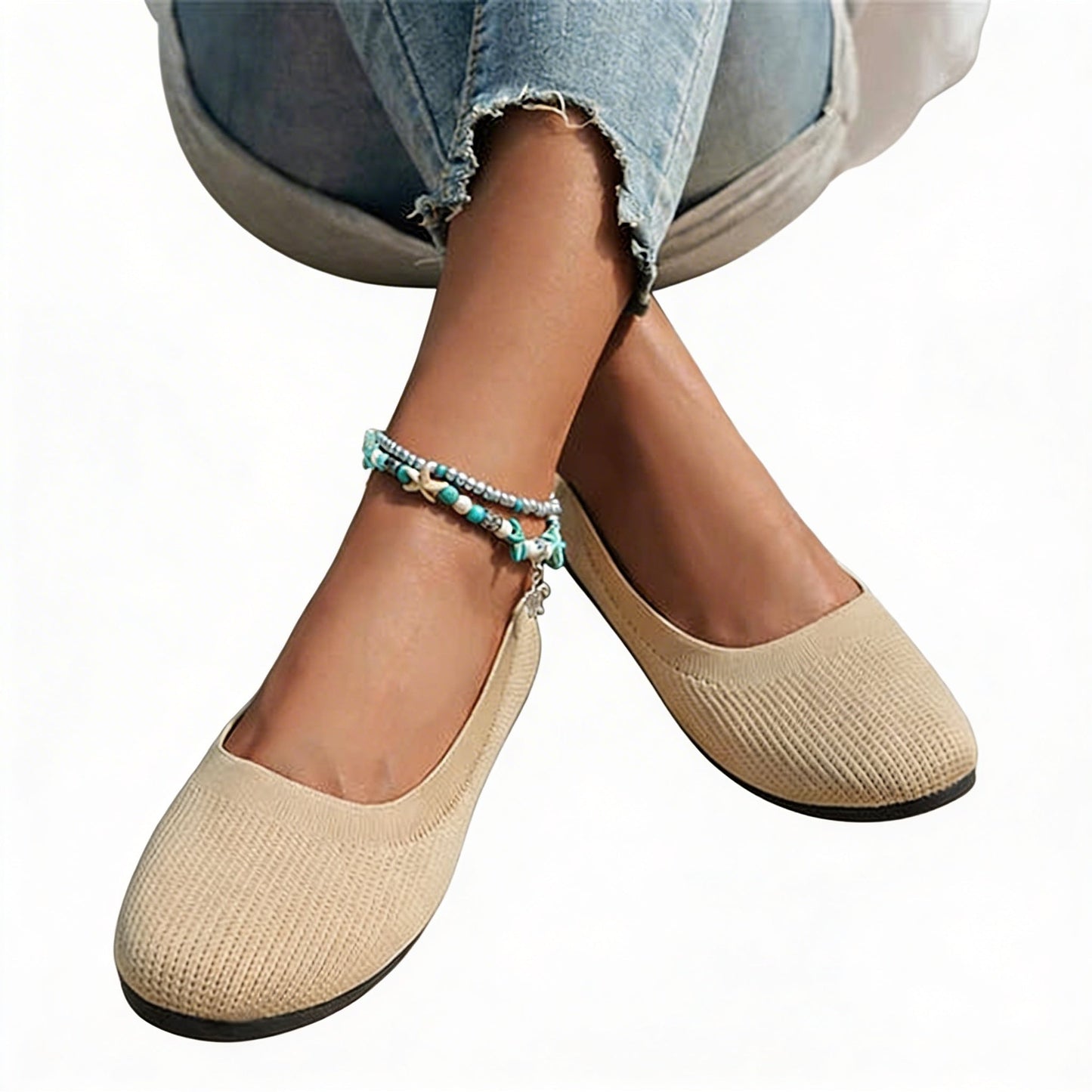 Ladies Slip-On Shoes with Wide Toe Box and Round Toe