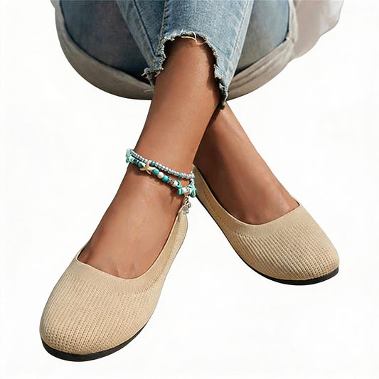 Ladies Slip-On Shoes with Wide Toe Box and Round Toe