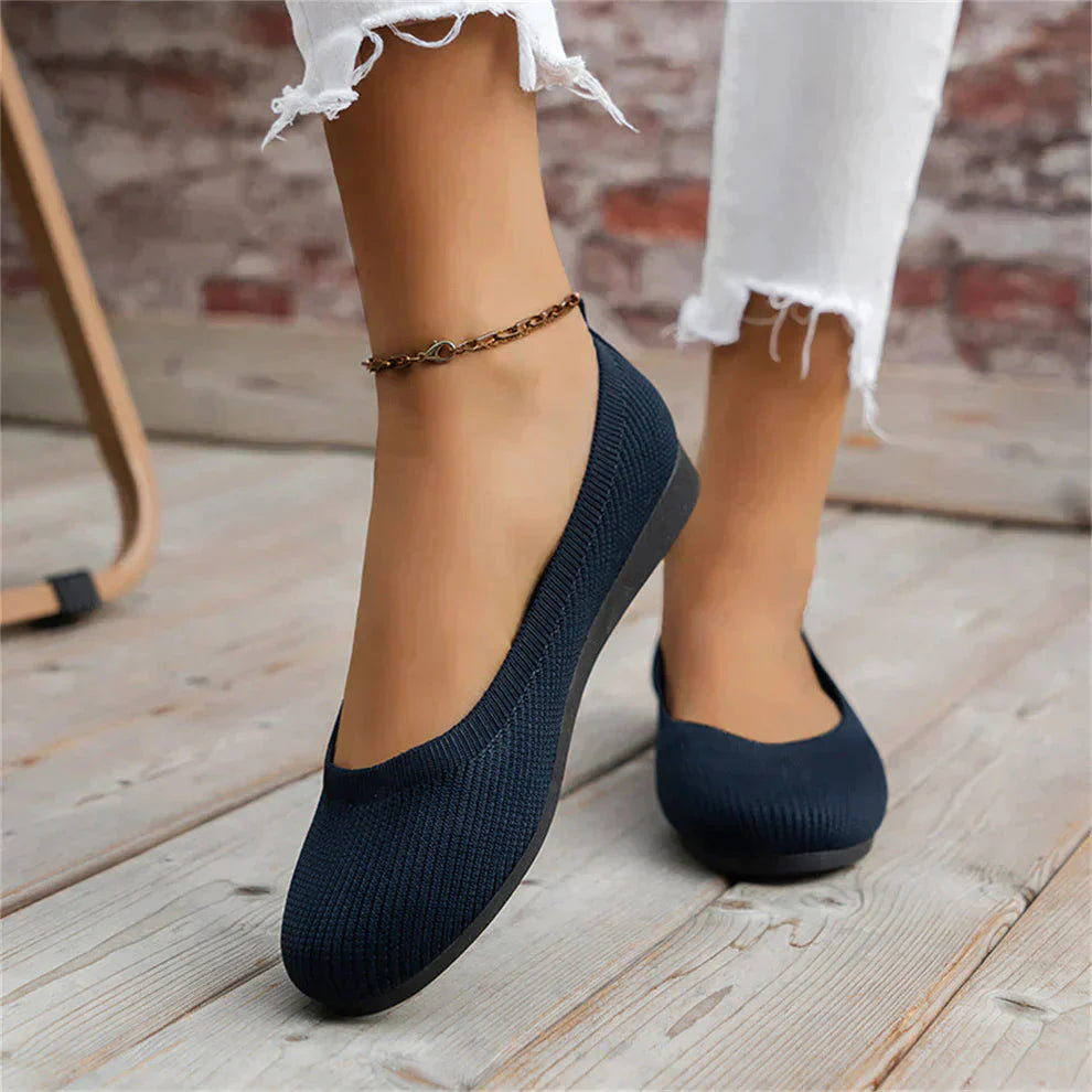Ladies Slip-On Shoes with Wide Toe Box and Round Toe