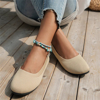 Ladies Slip-On Shoes with Wide Toe Box and Round Toe